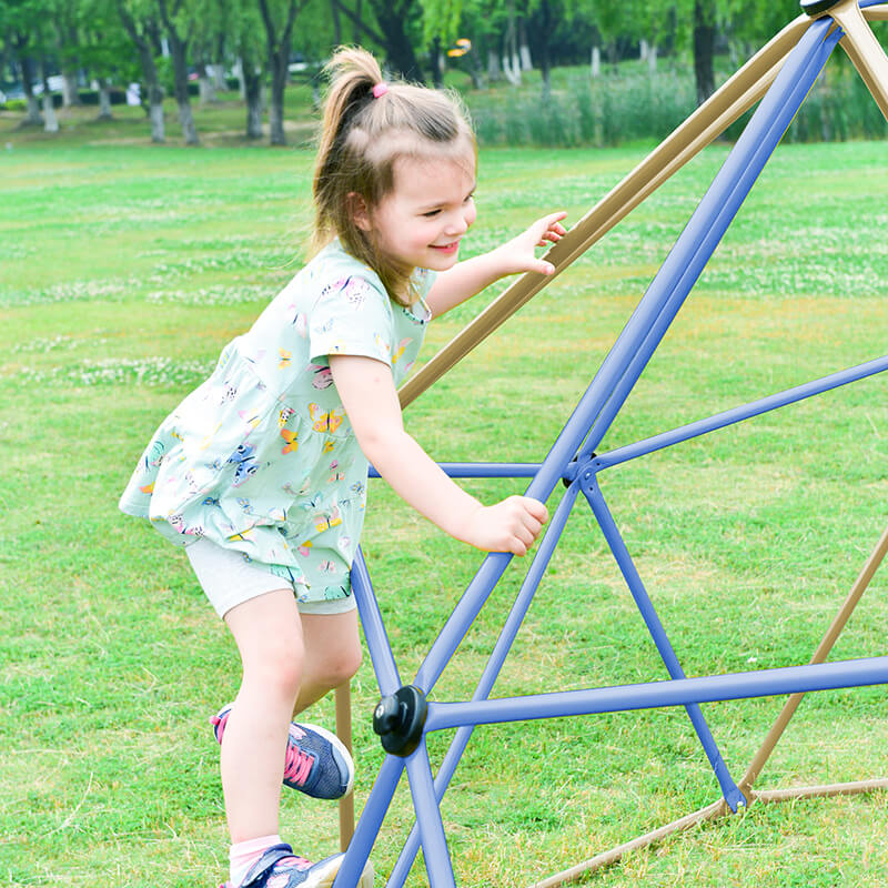 10ft Blue Kids Geometric Climbing Dome with Canopy and Playmat