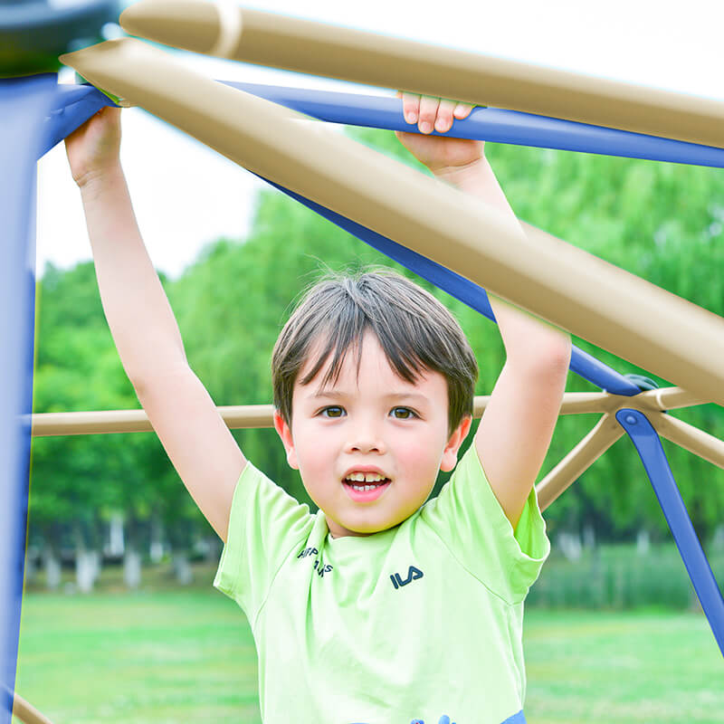 10ft Blue Kids Geometric Climbing Dome with Canopy and Playmat