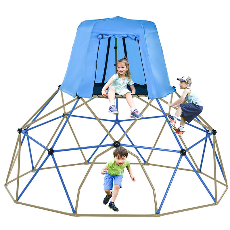 10ft Blue Kids Geometric Climbing Dome with Canopy and Playmat