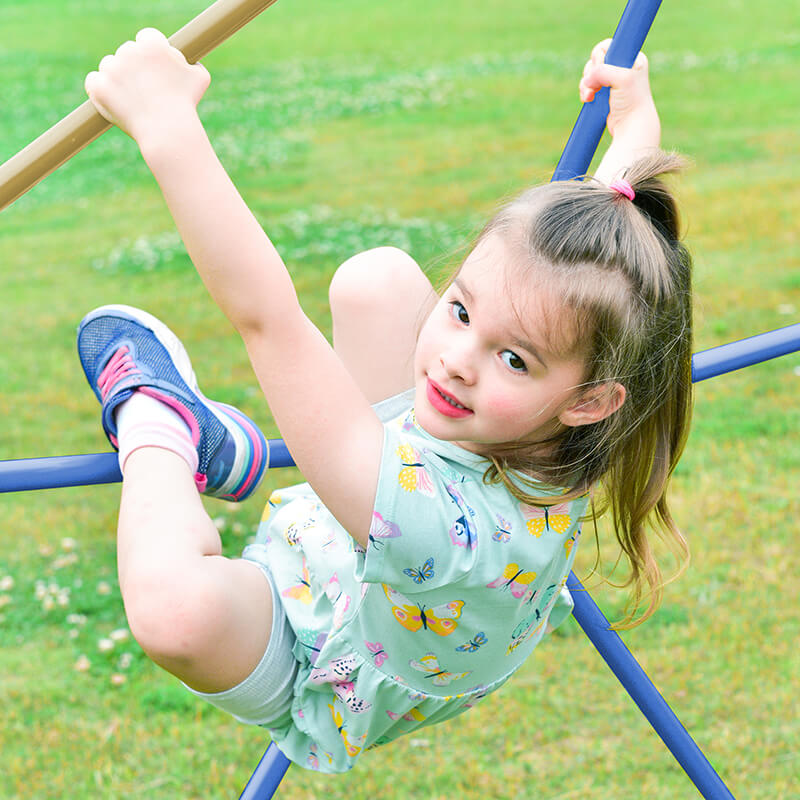 10ft Blue Kids Geometric Climbing Dome with Canopy and Playmat