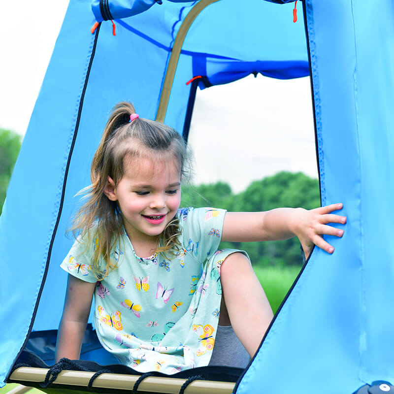 10ft Blue Kids Geometric Climbing Dome with Canopy and Playmat