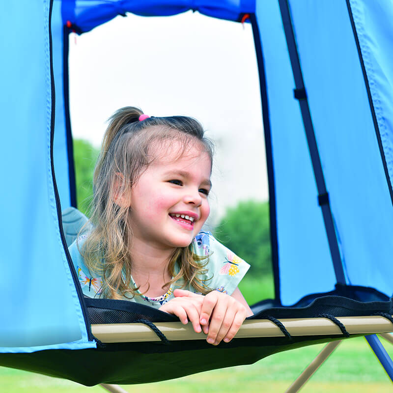 10ft Blue Kids Geometric Climbing Dome with Canopy and Playmat