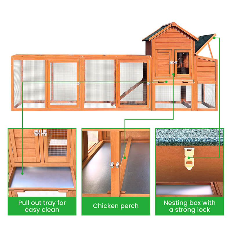 122" Large Wooden Outdoor Chicken Coop