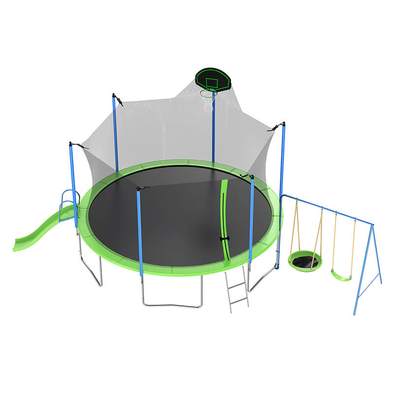 12FT Green Outdoor Backyard Trampoline 