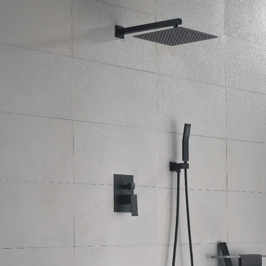 12" Rain Shower Head Systems Wall Mounted Shower - Matte Black