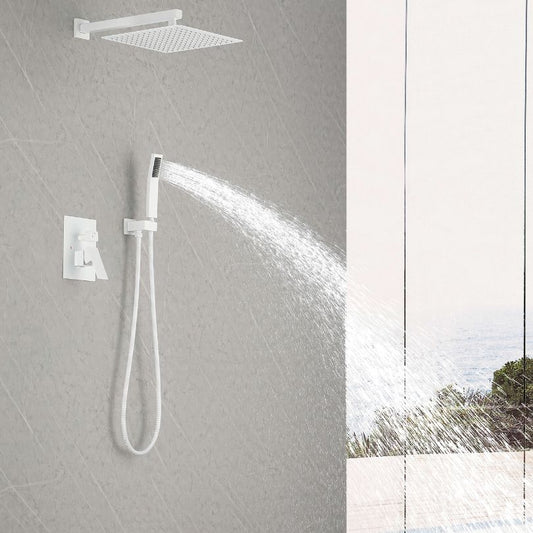 12" White Brass Wall Mounted Rain Shower Head System