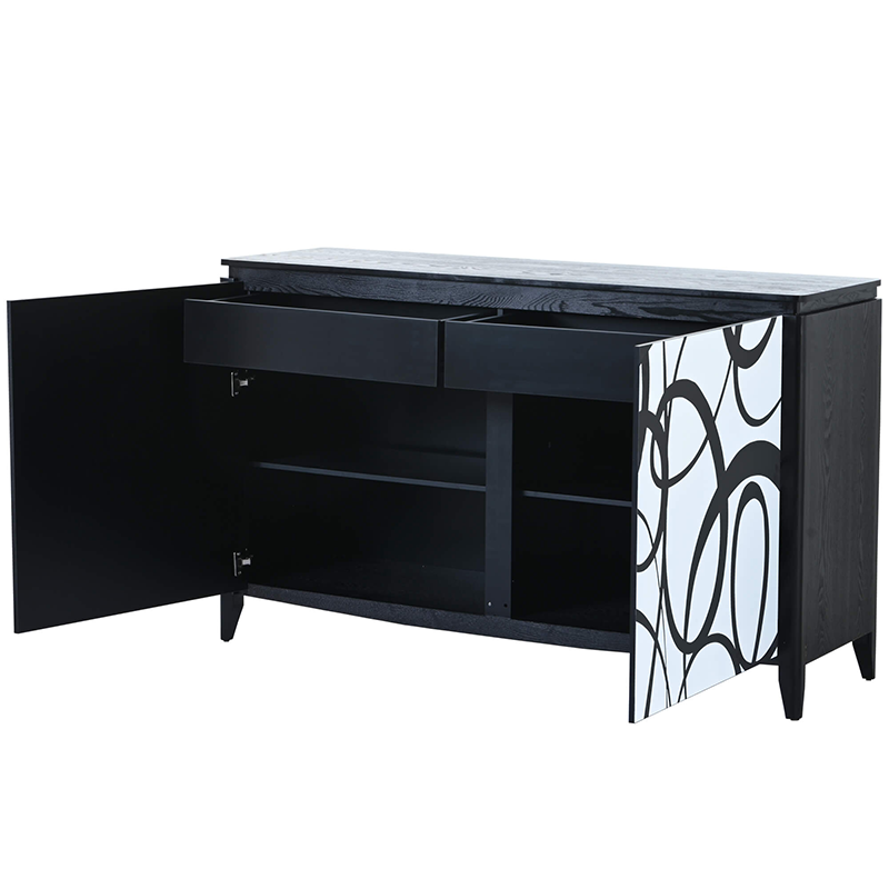 White & Black Sideboard Buffet Storage Cabinet