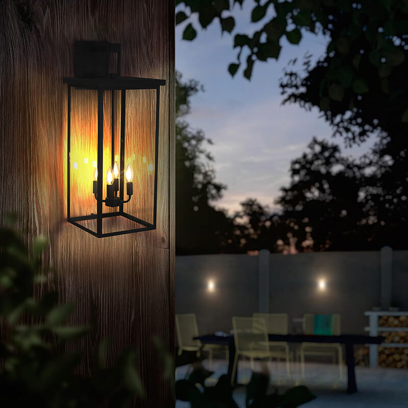 13" Farmhouse 4-Light Black Outdoor Wall Light