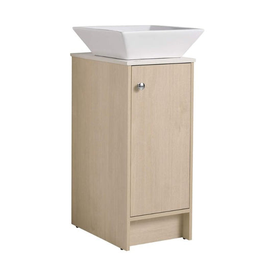 13" Light-Oak Freestanding Single-Shelf Bathroom Vanity without sink