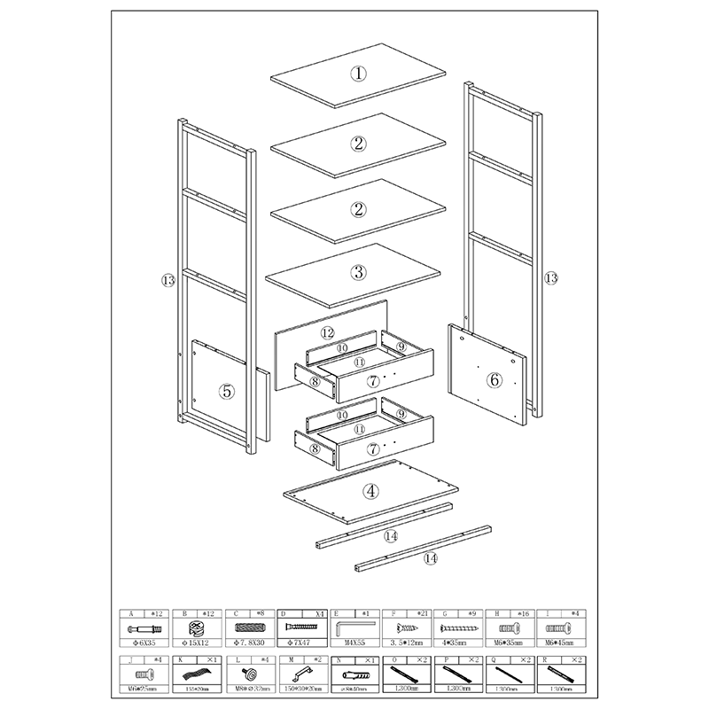 Simple Industrial Brown 4-Tier Bookshelf