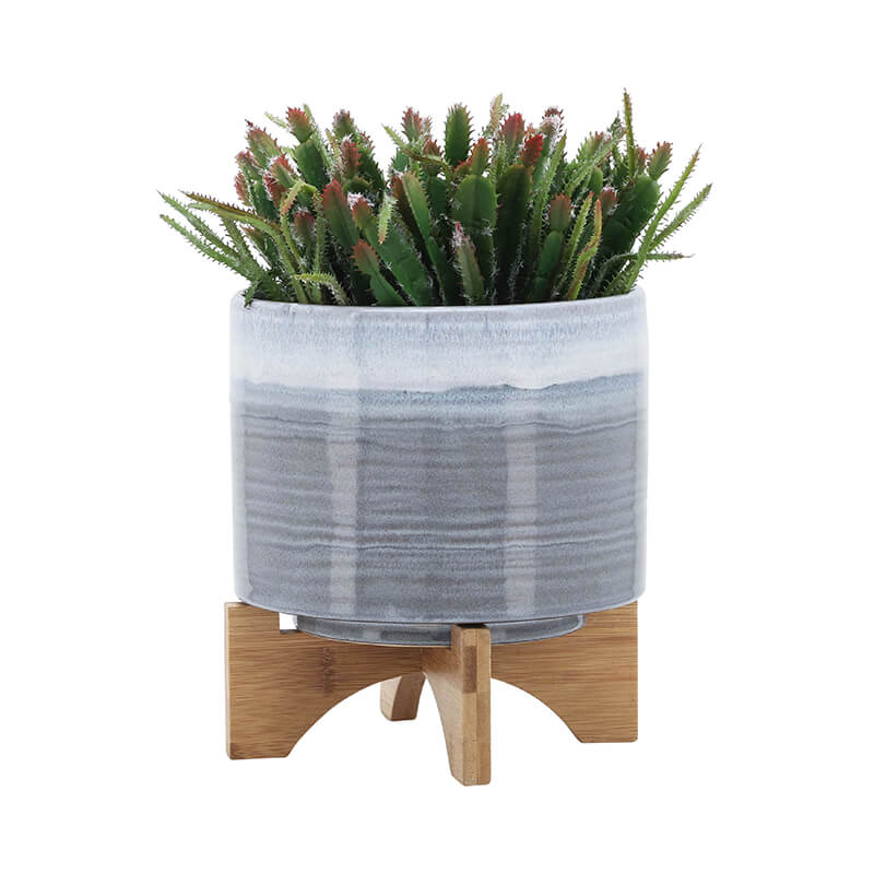 8" Blue Fade Round Ceramic Planter