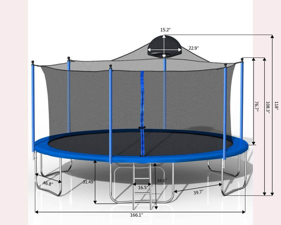 Blue Outdoor Trampoline 