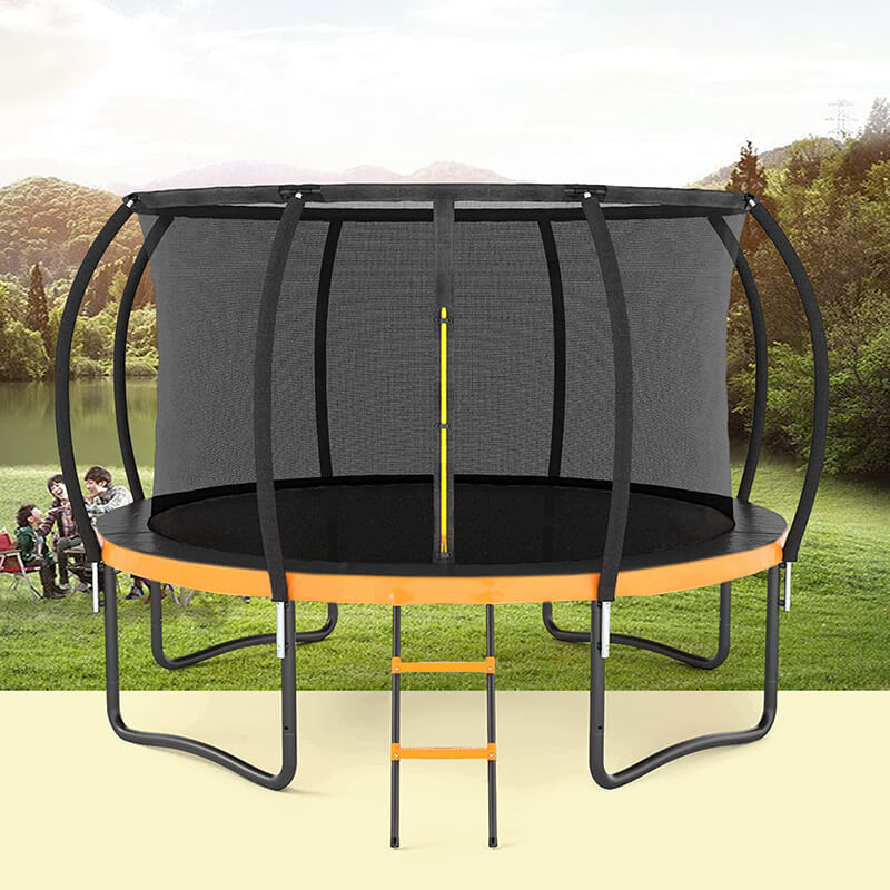 14FT Outdoor Big Trampoline With Inner Safety Enclosure Net, Ladder, and PVC Spring Cover Padding For Kids - 168"L Media 1 of 14