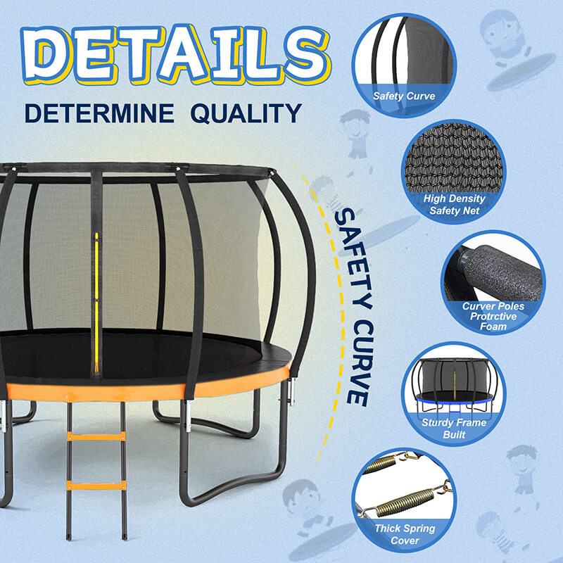 14FT Outdoor Big Trampoline With Inner Safety Enclosure