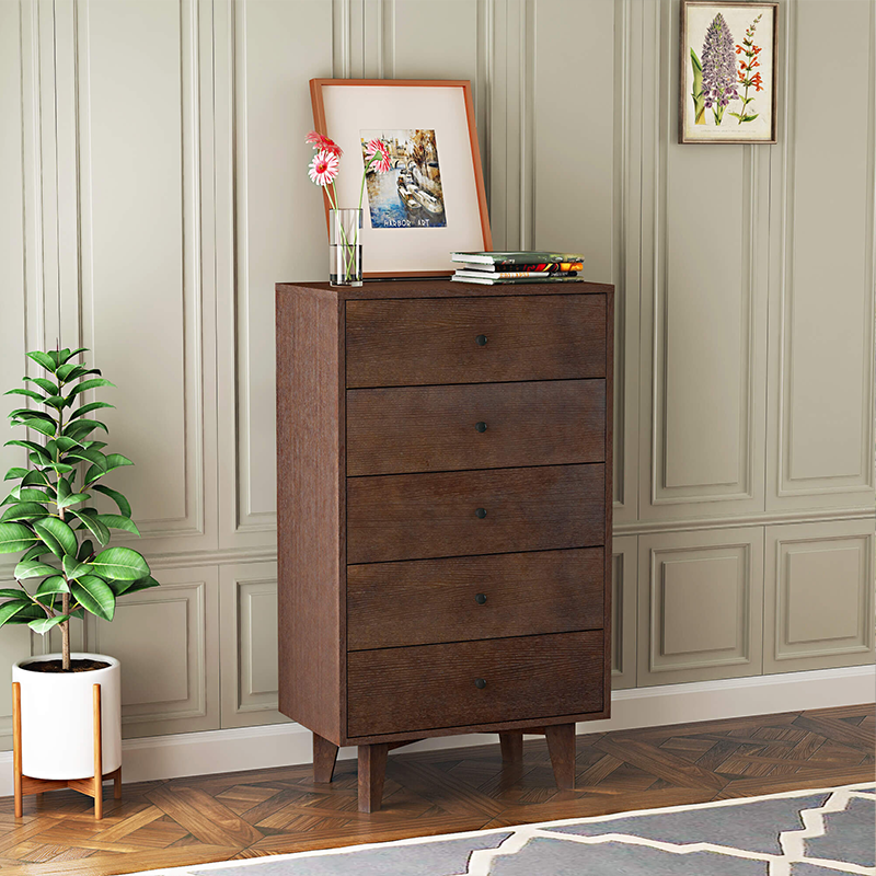 Retro Auburn Solid Wood Storage Cabinet