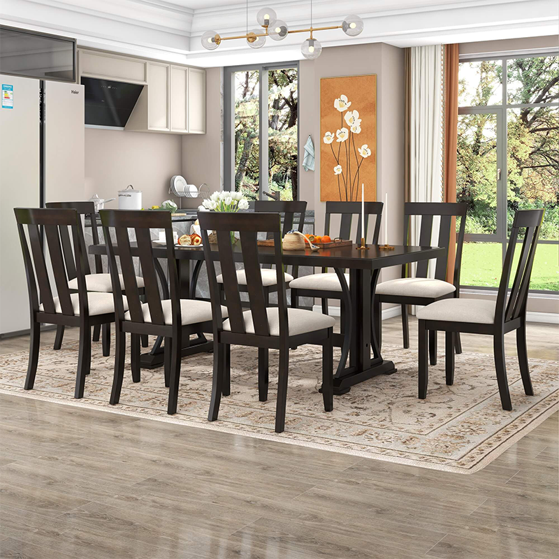 9-Piece Espresso Dining Table Set