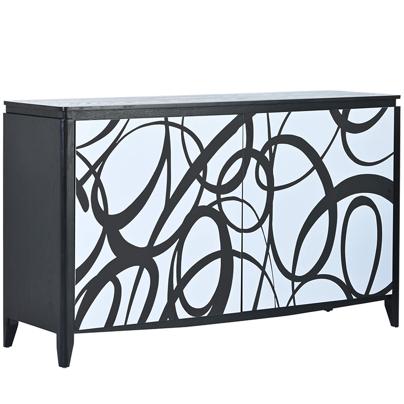 White & Black Sideboard Buffet Storage Cabinet