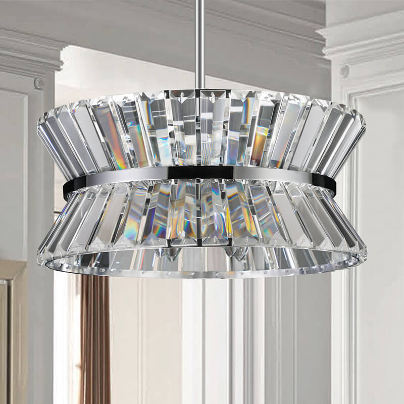 15.7" Modern Round Adjustable Crystal Chandelier 