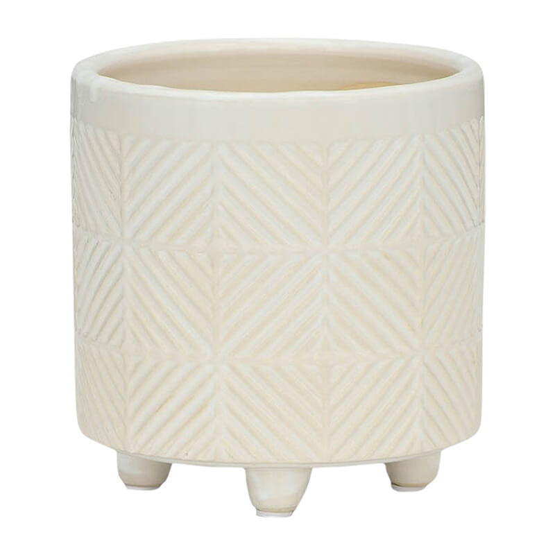 8" Modern White Ceramic Textured Planter