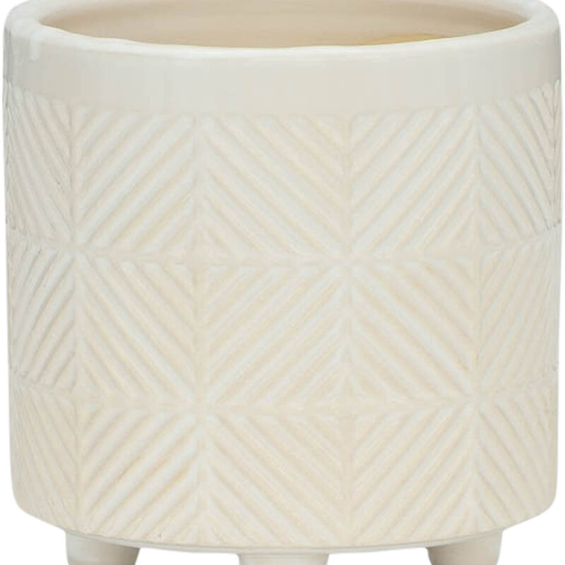 8" Modern White Ceramic Textured Planter