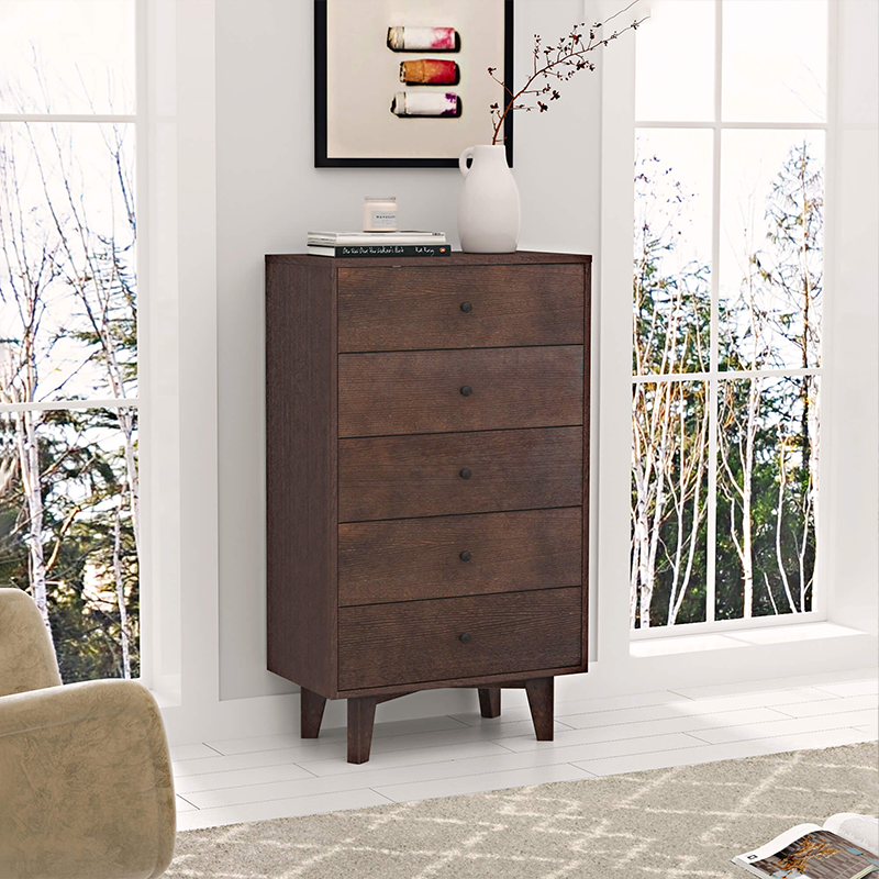 Retro Auburn Solid Wood Storage Cabinet