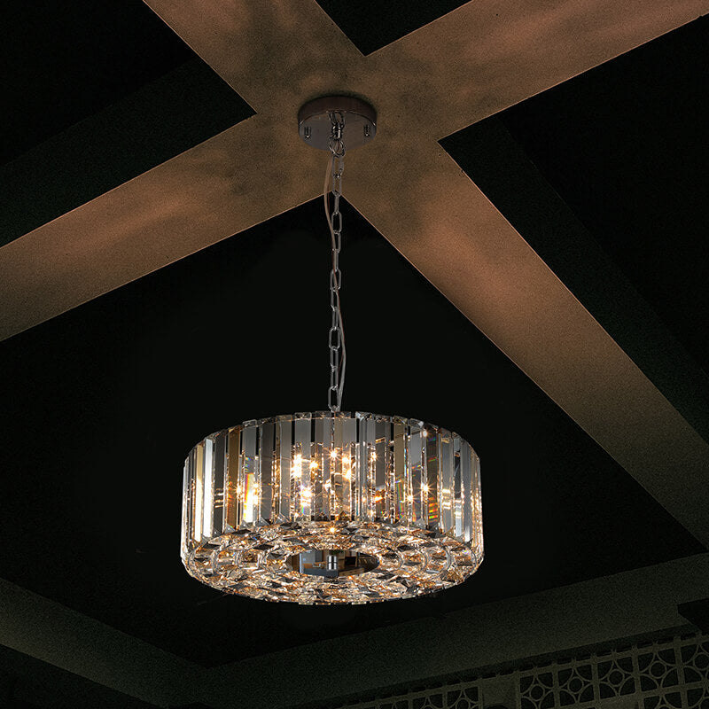 16.5" Modern Round Crystal Chandelier with Adjustable Height