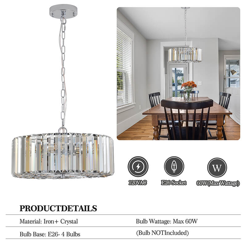 16.5" Modern Round Crystal Chandelier