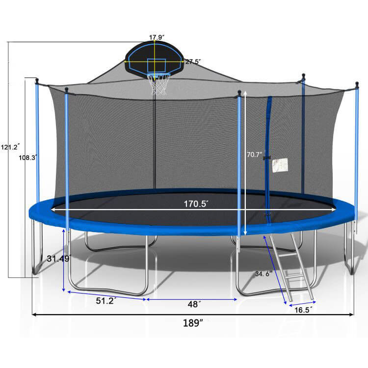 Blue Outdoor Trampoline 