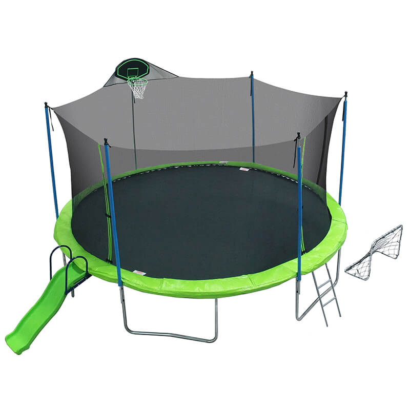 16FT Green Outdoor Trampoline with Slide 