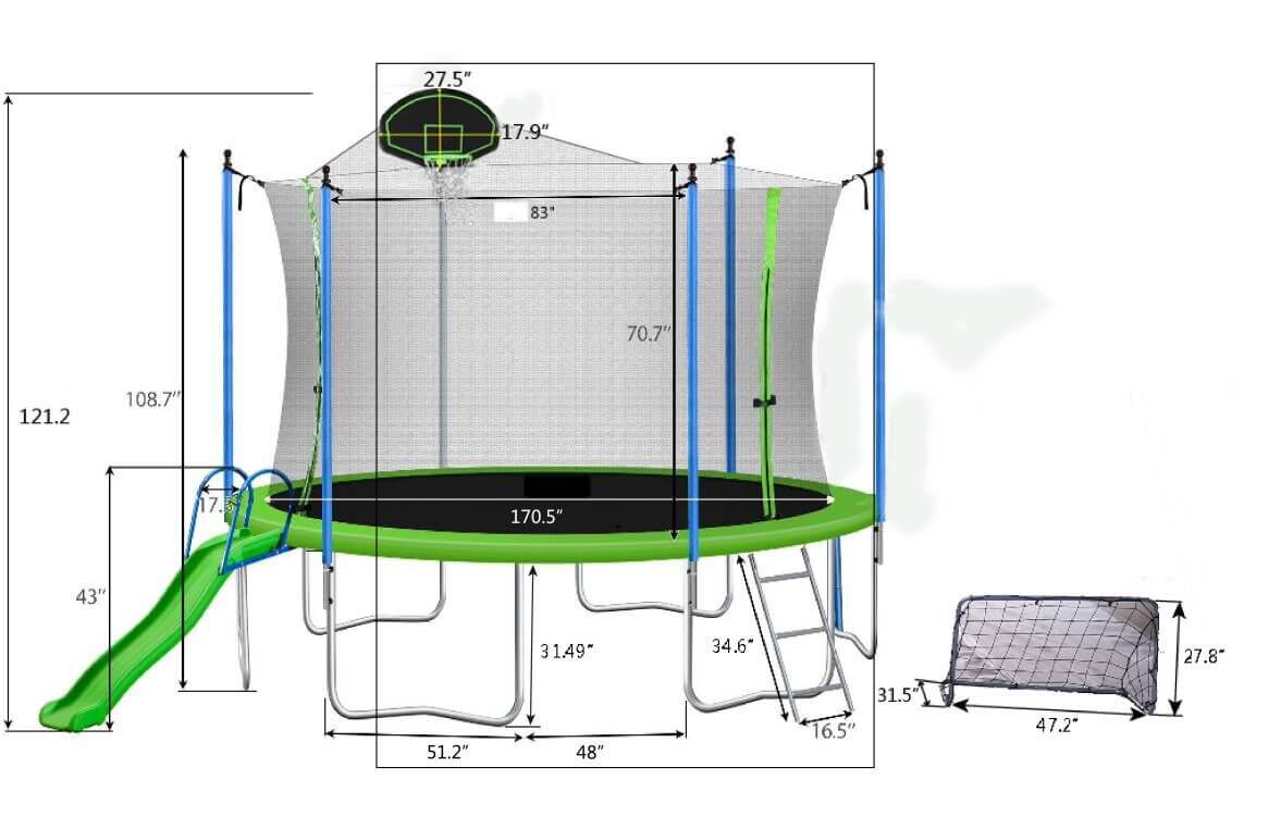 Outdoor Trampoline with Slide 