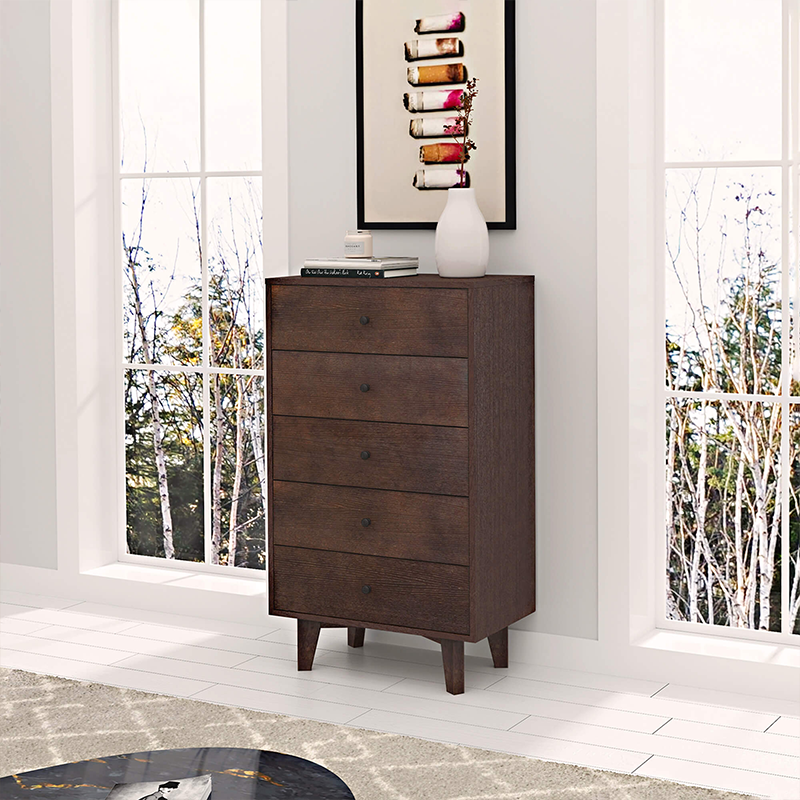 Retro Auburn Solid Wood Storage Cabinet