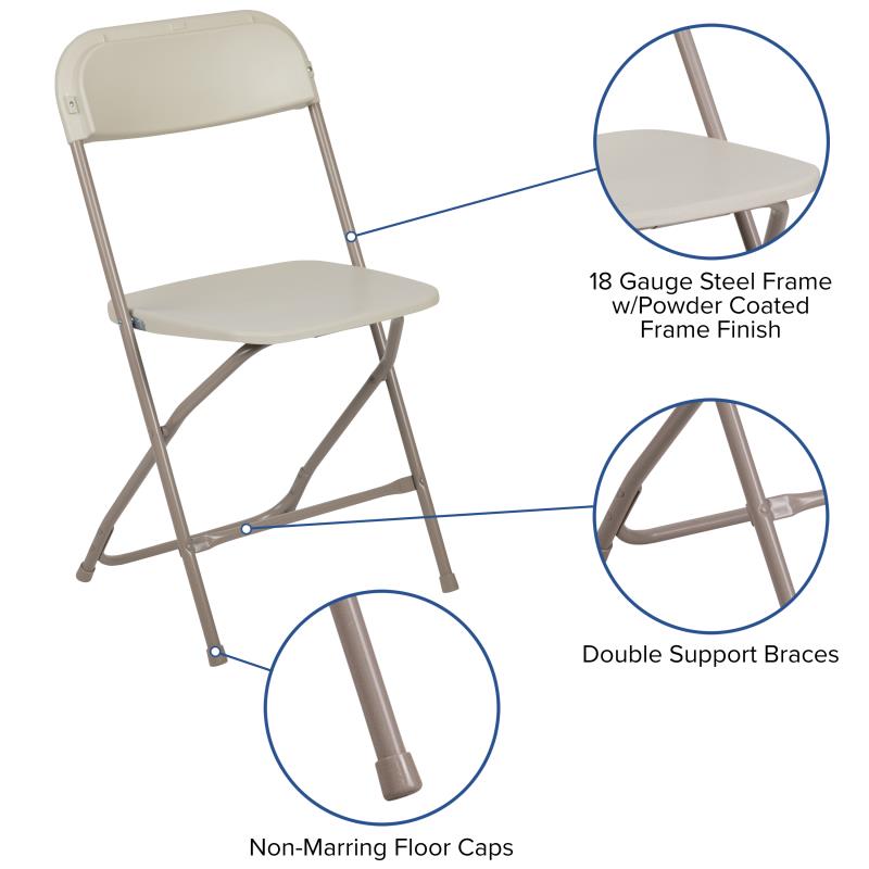 Beige Plastic Folding Chair