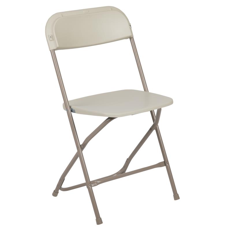 17.5" Beige Plastic Folding Chair with Steel Frame 