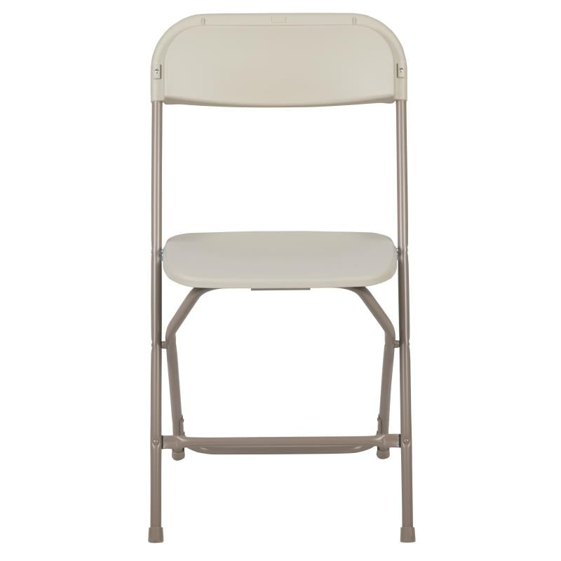 17.5" Beige Plastic Folding Chair with Steel Frame 