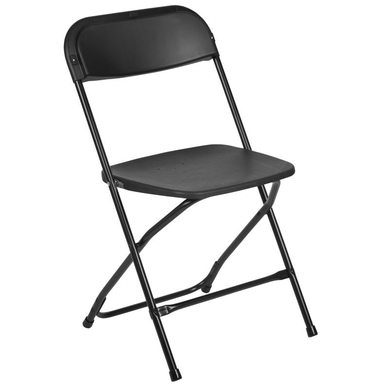 17.5" Black Plastic Folding Chair with Steel Frame 