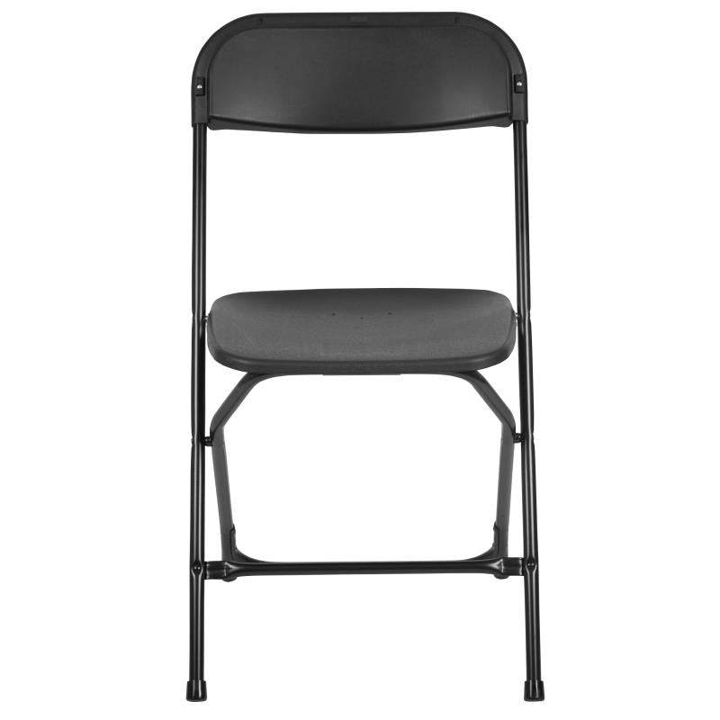 17.5" Black Plastic Folding Chair with Steel Frame 