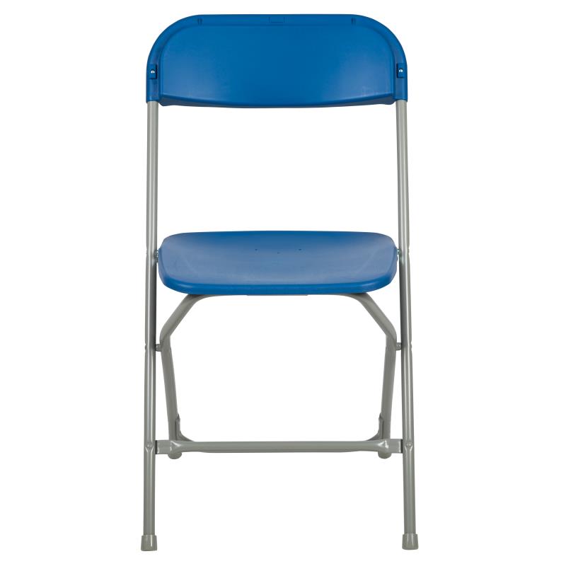 17.5" Blue Plastic Folding Chair with Steel Frame