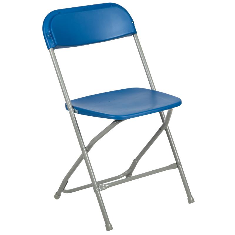 17.5" Blue Plastic Folding Chair with Steel Frame