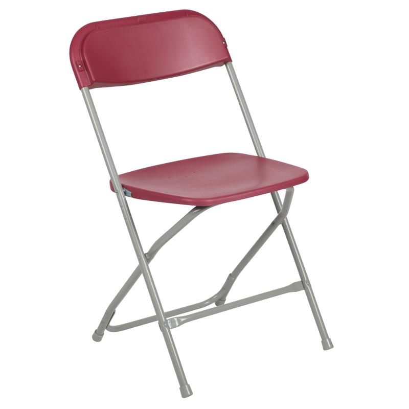 17.5" Red Plastic Folding Chair with Steel Frame 