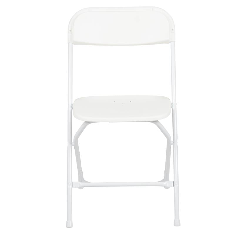 17.5" White Plastic Folding Chair with Steel Frame