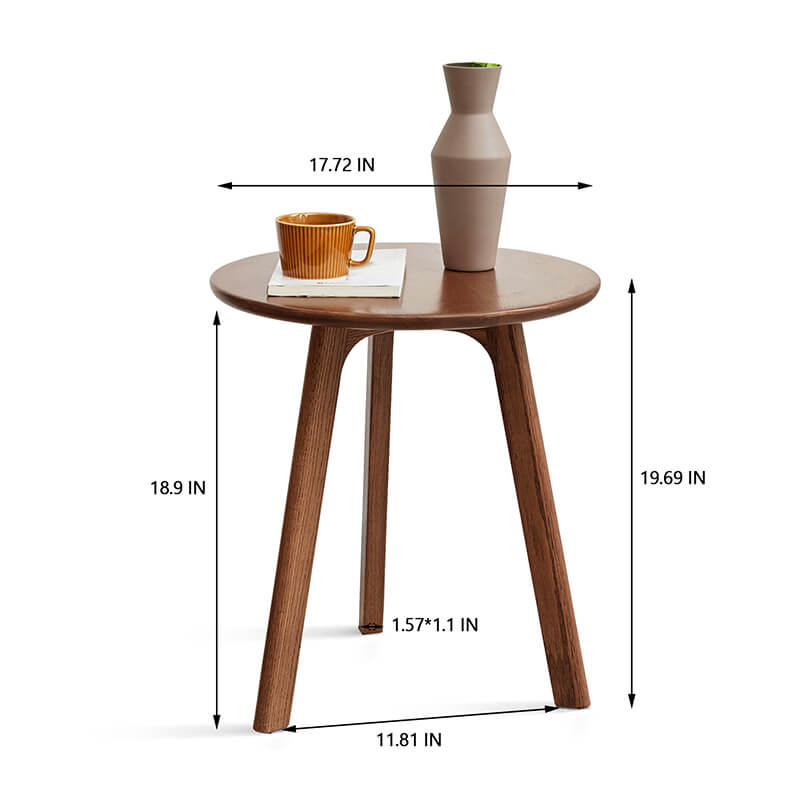 dimensions of a round wood end table