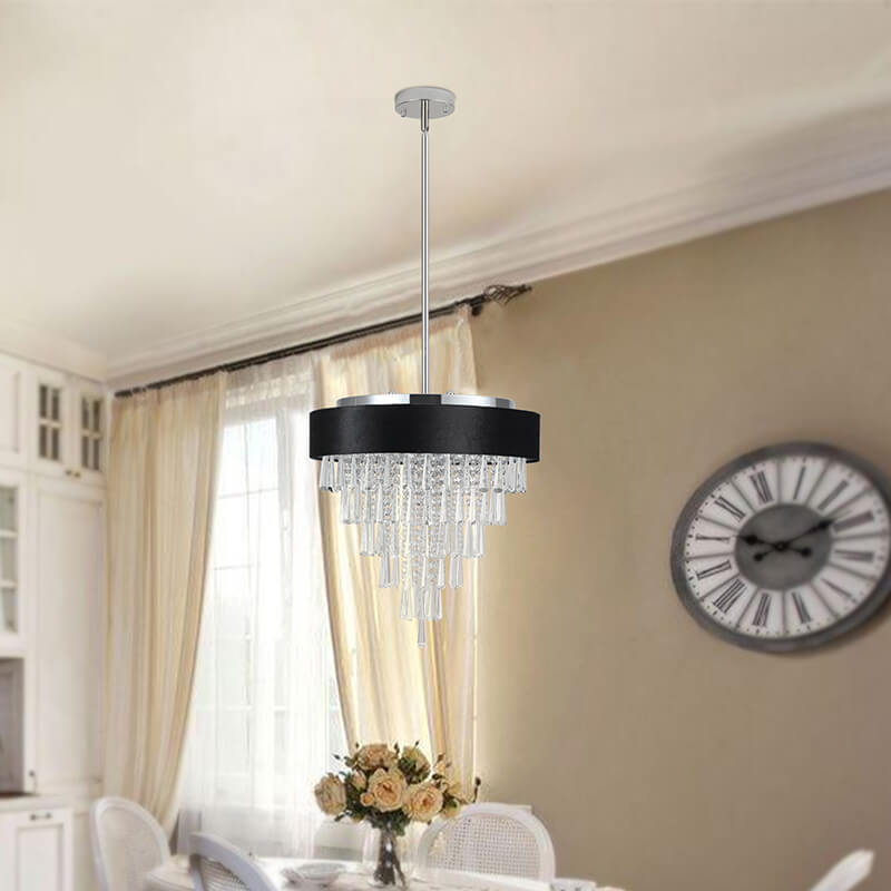 17.9" Modern Black Raindrop Crystal Chandelier