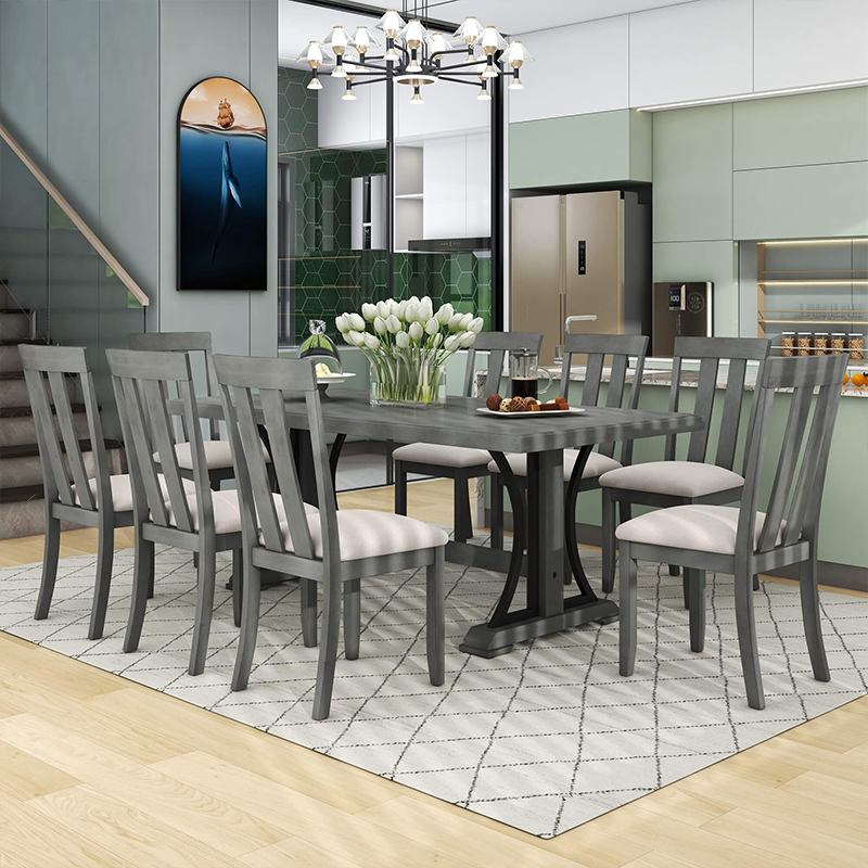  Retro Style Gray Dining Table Set