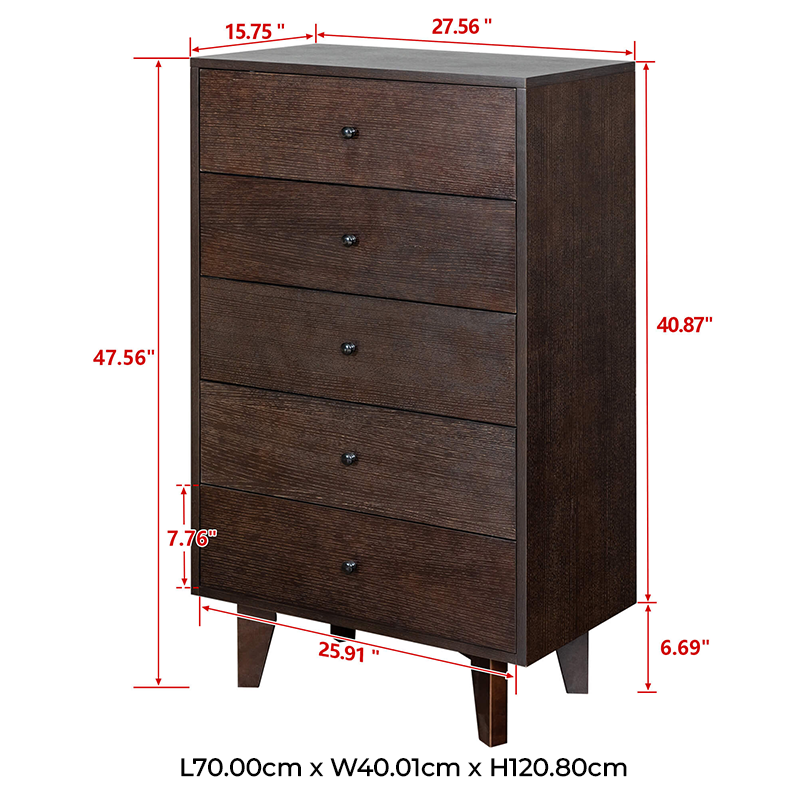 Retro Auburn Solid Wood Storage Cabinet