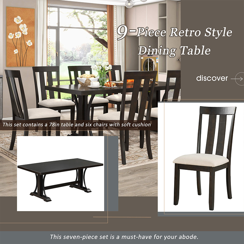 9-Piece Espresso Dining Table Set