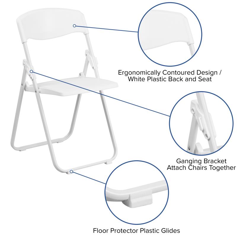 18" White Plastic Folding Chair