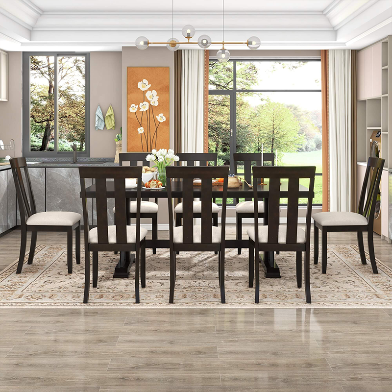 9-Piece Espresso Dining Table Set