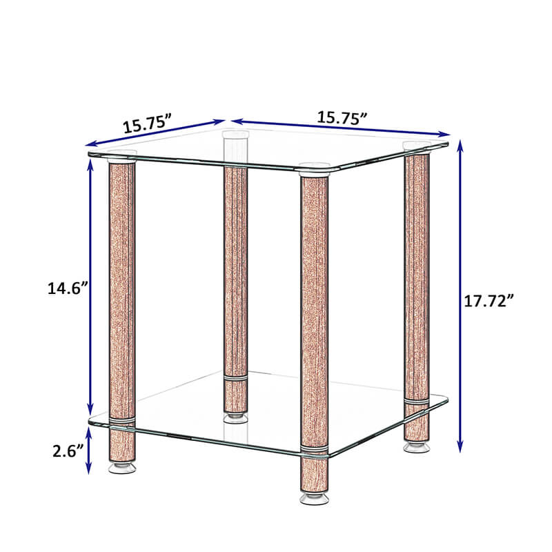 19.37" Modern 2-Tier Space End Table - Walnut & Transparent