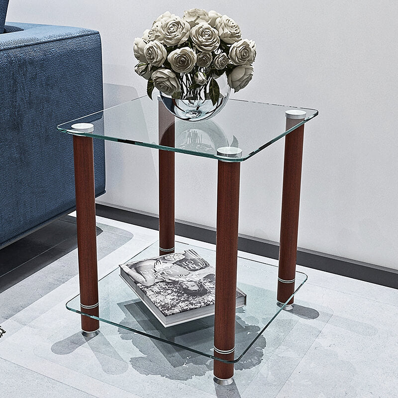 walnut and transparent side table