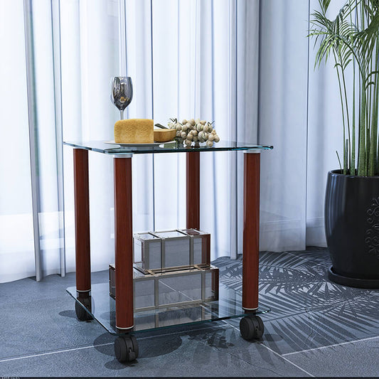 19.37" Modern 2-Tier Space End Table - Walnut & Transparent